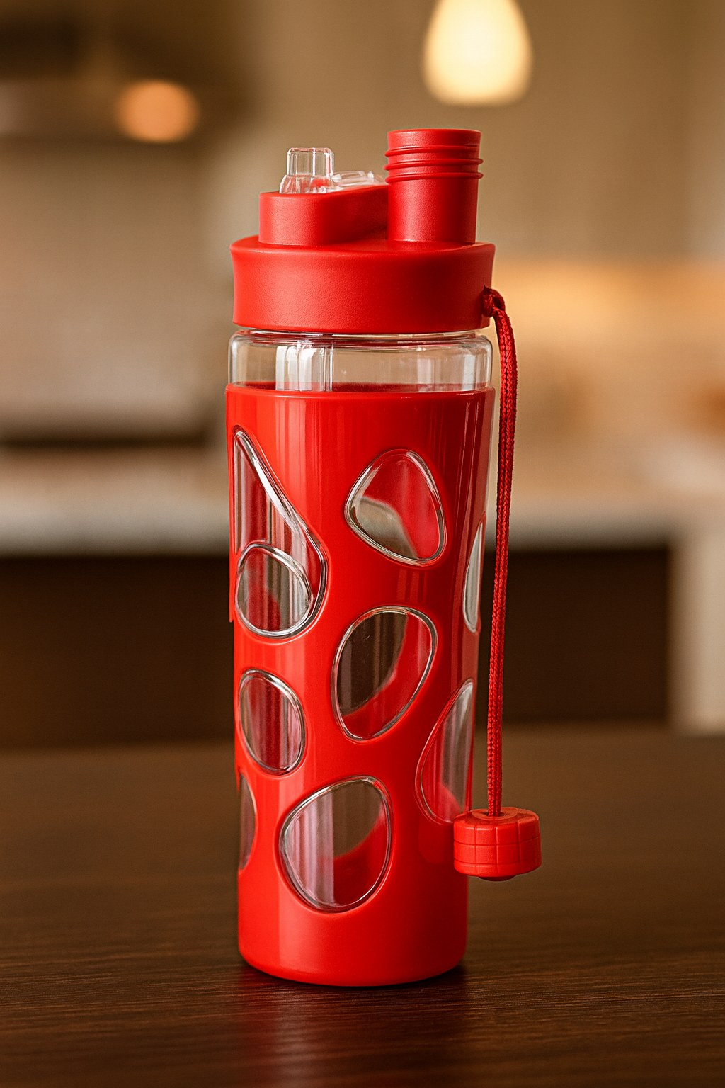 Portable Kids Water Bottle with Straw – 500ml Leakproof Glass Bottle with Silicone Grip Cover