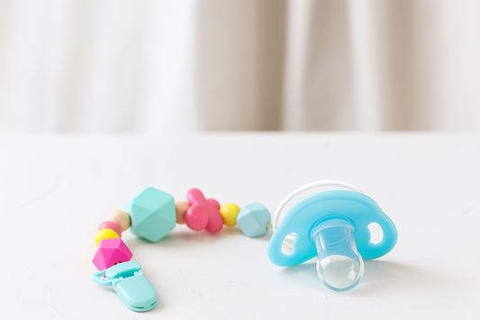 Baby Pacifier with Colorful Beads Chain & Clip BPA Free Silicone Soother with Holder