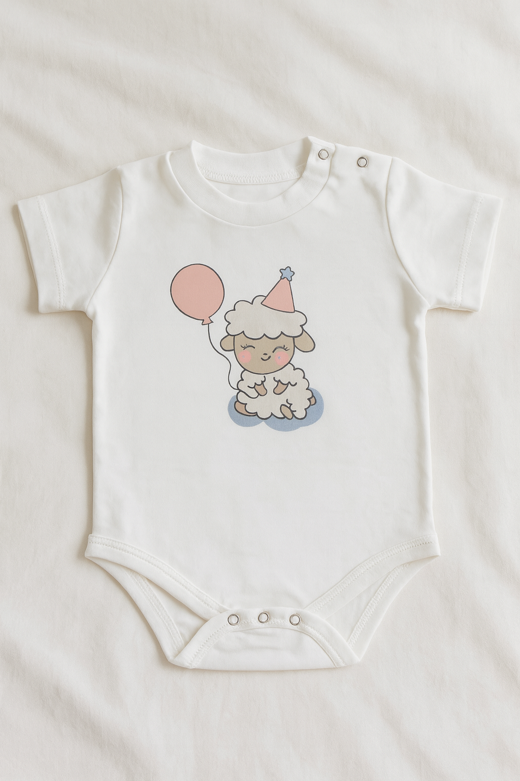 Baby Girl 3-Piece Clothing Set | Peach Hooded Top, Soft Pajama & Printed Bodysuit | Cotton Winter Outfit with Cute Sheep Design