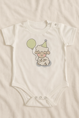 3-Piece Baby Boy Clothing Set in Light Yellow | Hoodie, Pajama & Printed Bodysuit | Soft Cotton Baby Dress with Cartoon Sheep Design