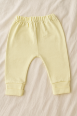3-Piece Baby Boy Clothing Set in Light Yellow | Hoodie, Pajama & Printed Bodysuit | Soft Cotton Baby Dress with Cartoon Sheep Design