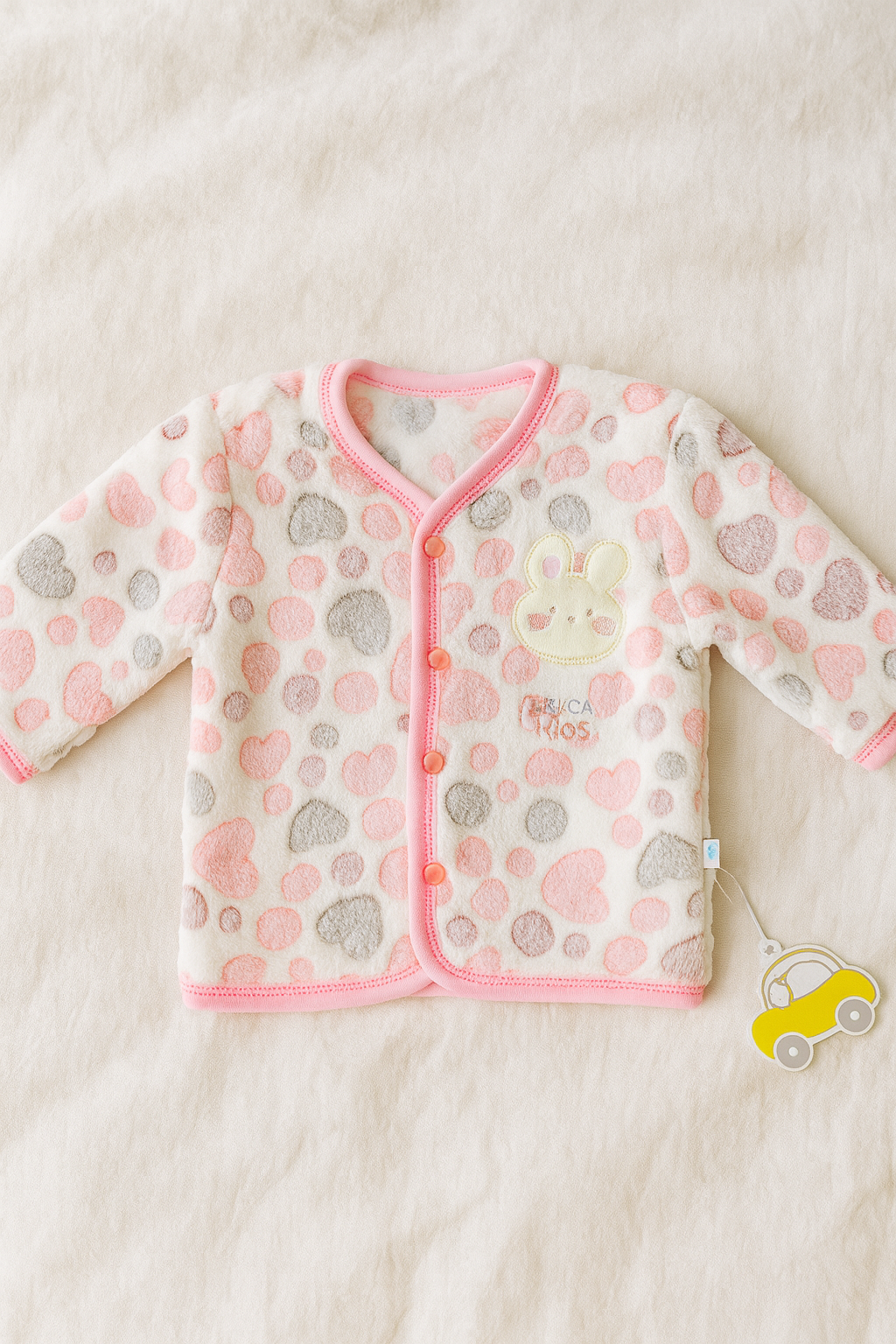 Baby Fleece Winter Suit 2-Piece Set in pink| Soft Full Sleeves Shirt & Pajama with Colorful Polka Dots