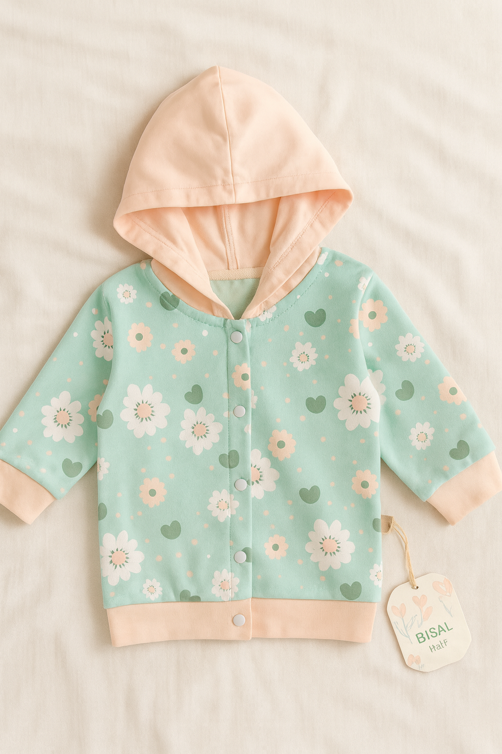 Baby boy 3-Piece Cotton Outfit Set – Hooded Floral Jacket, Printed Romper & Pajama Pants