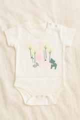 Baby boy 3-Piece Cotton Outfit Set – Parrot Green Floral Hoodie, Printed Romper & Pajama Pants