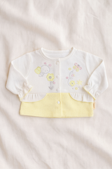 Newborn Baby Girl 3-Piece Dress Suit | Soft Cotton Malai Jersey | Full Sleeves Shirt, Pants & Cap