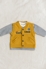 Baby Boy Winter Outfit 3 Piece Set | Full Sleeve Striped Shirt