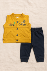 Baby Boy Winter Outfit 3 Piece Set | Full Sleeve Striped Shirt