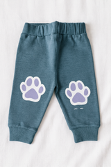 3-Piece Baby Boy Winter Dress Set – Warm Cotton Fleece Sweatshirt, Striped Cat Cap & Paw Print Pajama