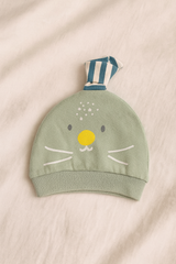 3-Piece Baby Boy Winter Dress Set – Warm Cotton Fleece Sweatshirt, Striped Cat Cap & Paw Print Pajama