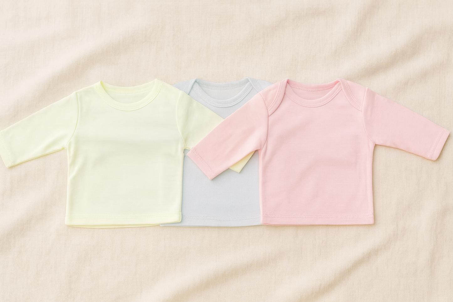 Pack of 3 Baby Full Sleeves Cotton T-Shirts – Soft Round Neck Undershirts for Newborns