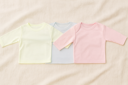 Pack of 3 Baby Full Sleeves Cotton T-Shirts – Soft Round Neck Undershirts for Newborns