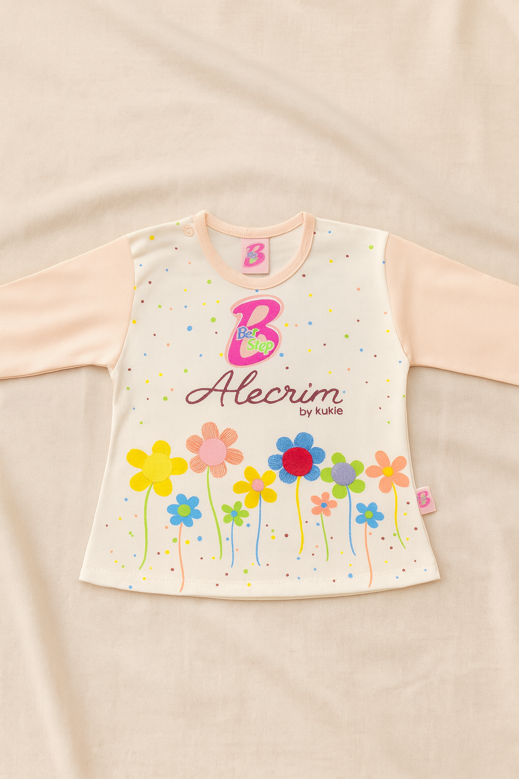 Newborn Baby Girl 3-Piece Dress Set – Soft Cotton Malai Jersey – Floral Printed Shirt + Bow Pajama + Knot Cap