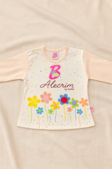 Newborn Baby Girl 3-Piece Dress Set – Soft Cotton Malai Jersey – Floral Printed Shirt + Bow Pajama + Knot Cap
