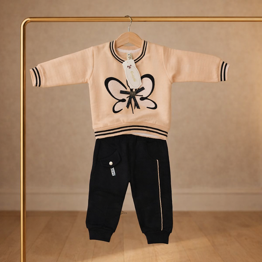 Premium Baby Girl Tracksuit Set – Mulaim Butterfly Sweatshirt + Jogger