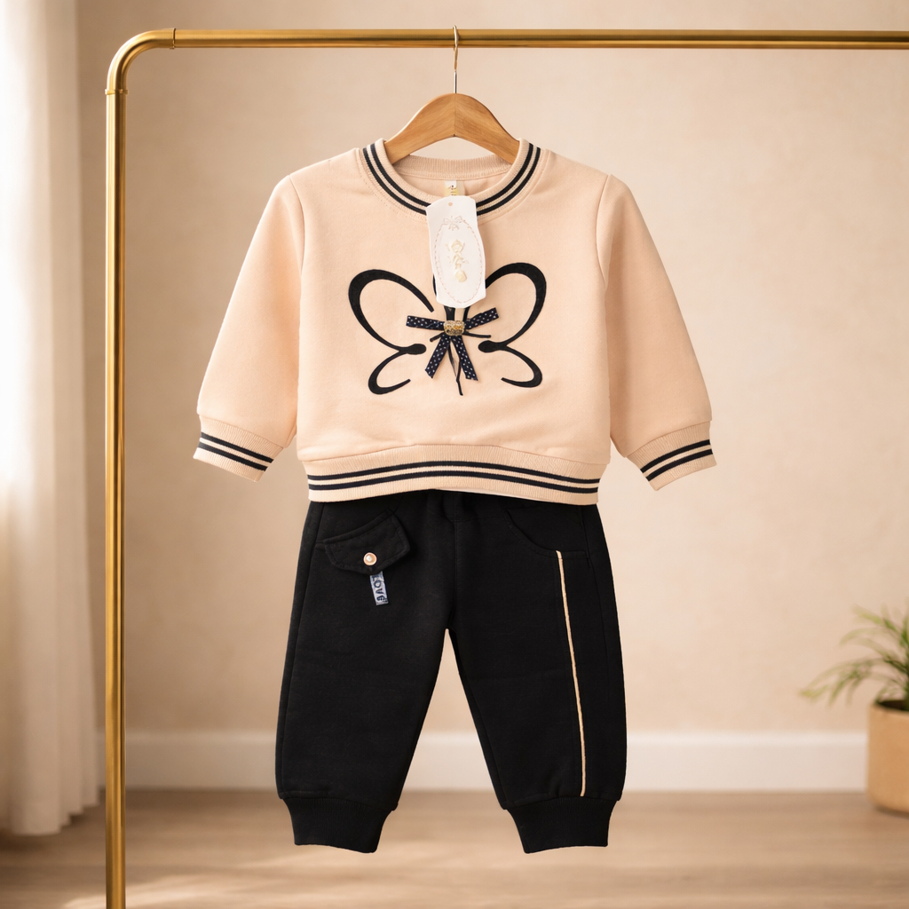 Premium Baby Girl Tracksuit Set – Mulaim Butterfly Sweatshirt + Jogger