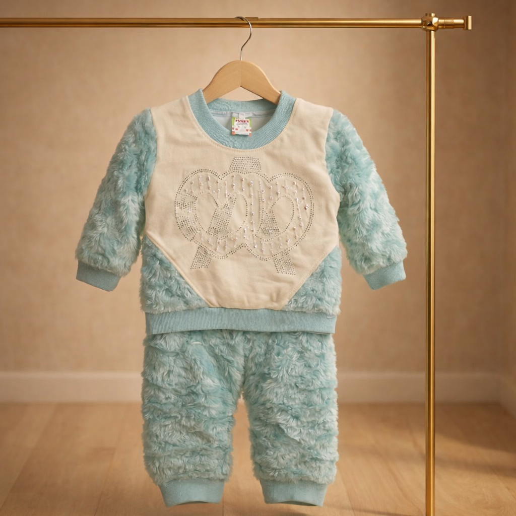 Mulaim Plush Baby Tracksuit Set – Cozy Winter 2-Piece Outfit
