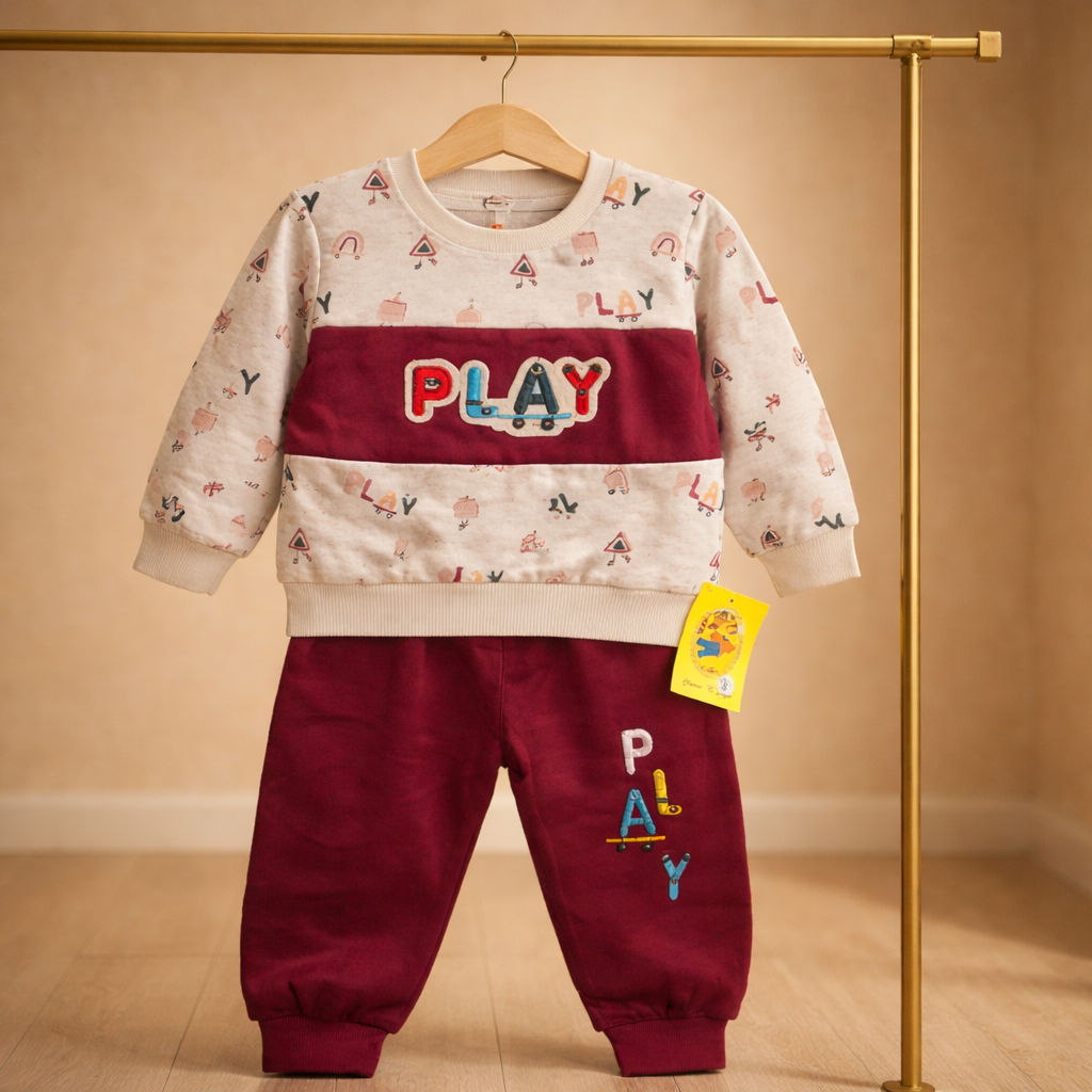 Mulaim “PLAY” Baby Tracksuit Set – Cozy 2-Piece Winter Outfit