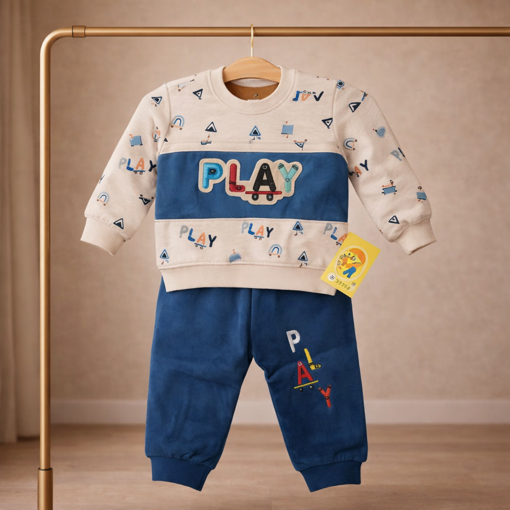 Mulaim “PLAY” Baby Tracksuit Set – Cozy 2-Piece Winter Outfit