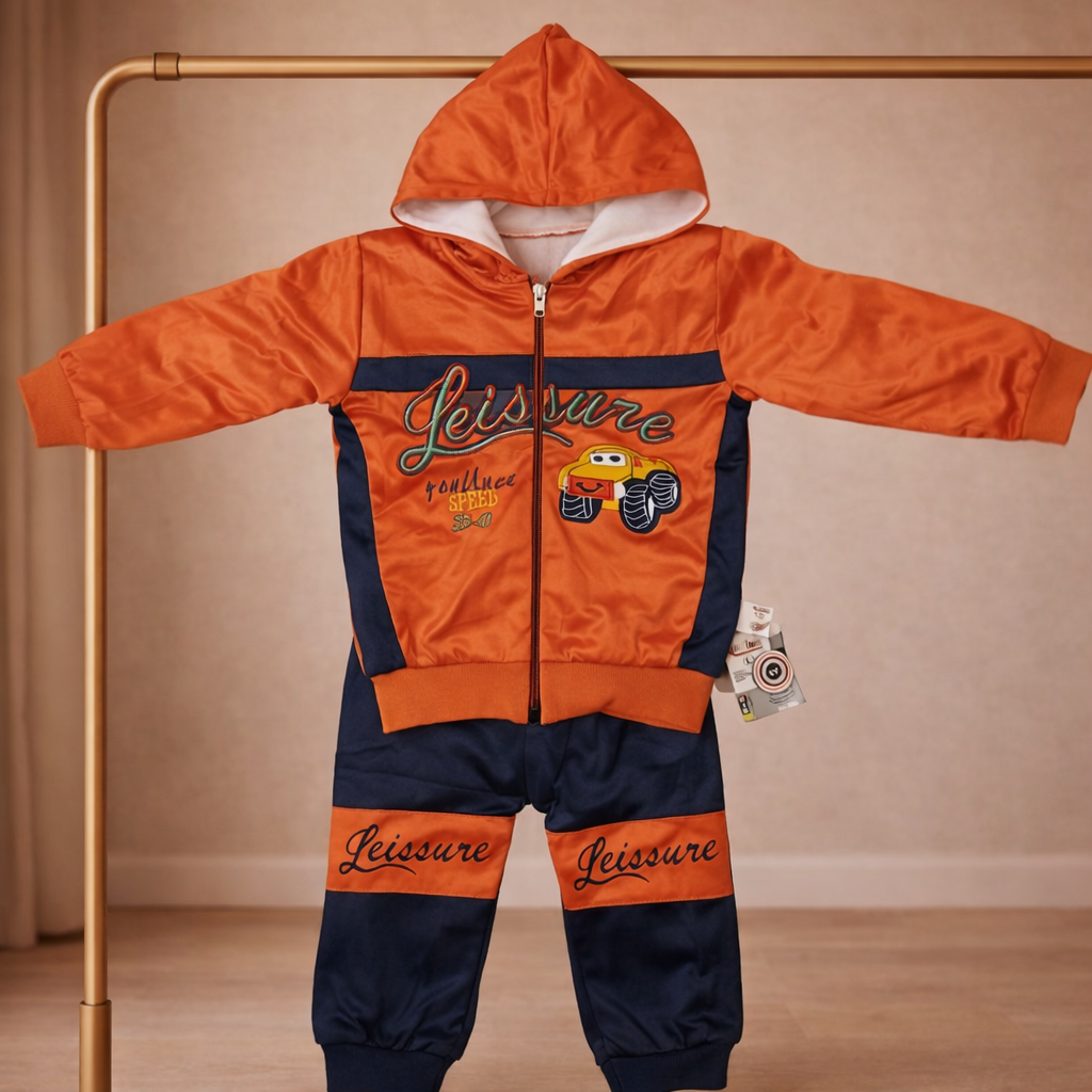 Mulaim Zipper Hoodie Tracksuit Set – Baby Boy Winter 2-Piece Suit