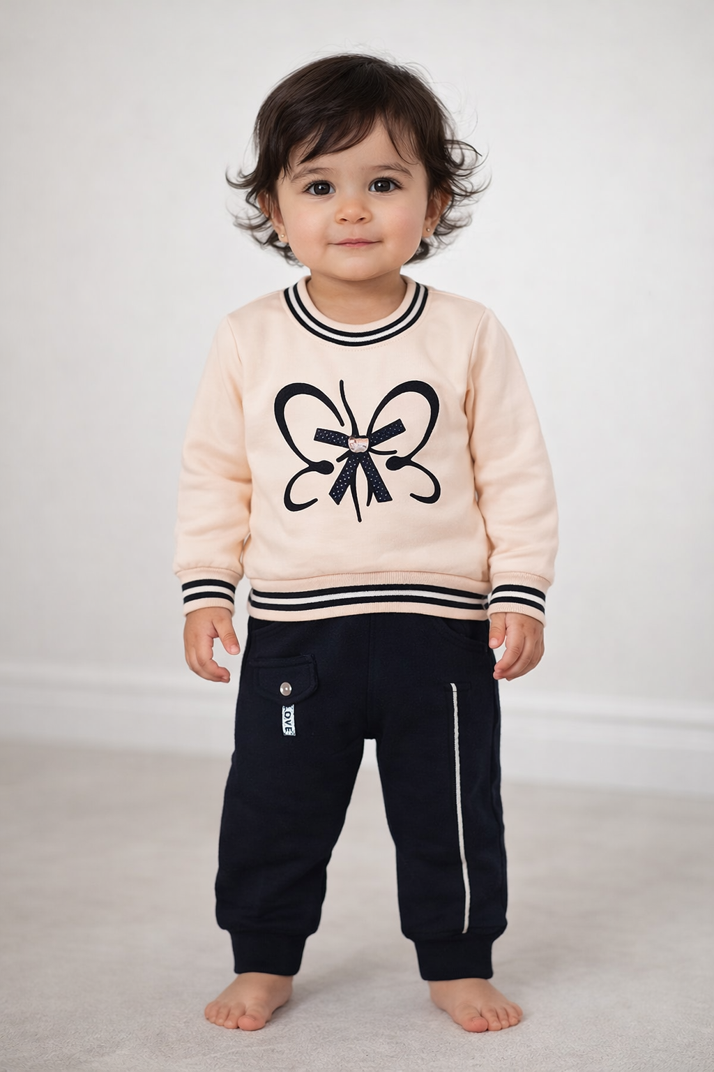 Premium Baby Girl Tracksuit Set – Mulaim Butterfly Sweatshirt + Jogger