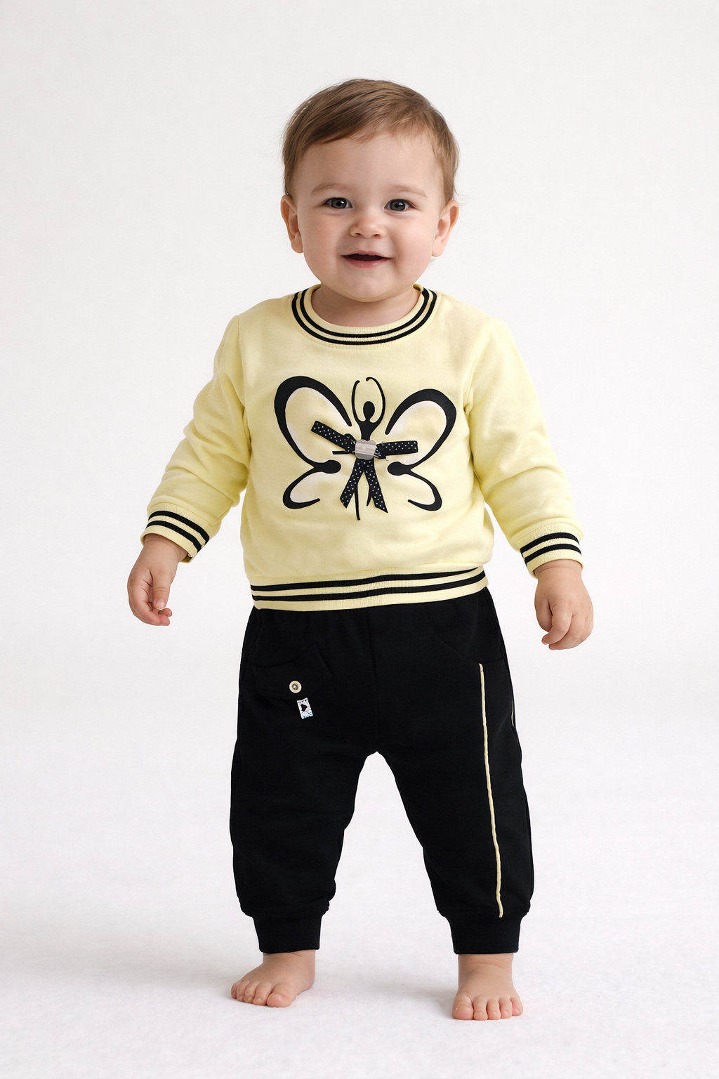 Premium Baby Girl Tracksuit Set – Mulaim Butterfly Sweatshirt + Jogger