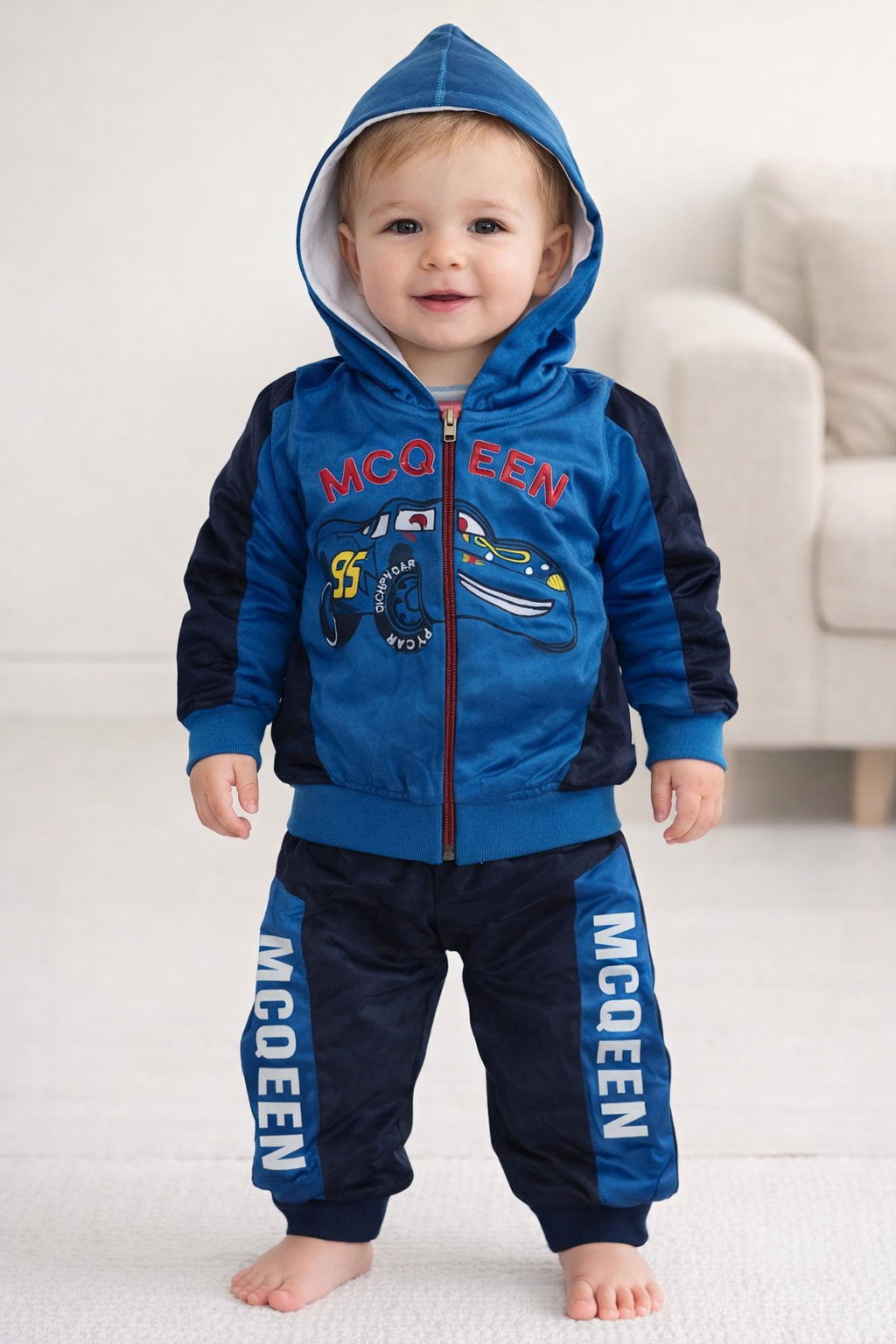 Baby Boy Zipper Hoodie Tracksuit Set – Soft Winter 2-Piece Suit