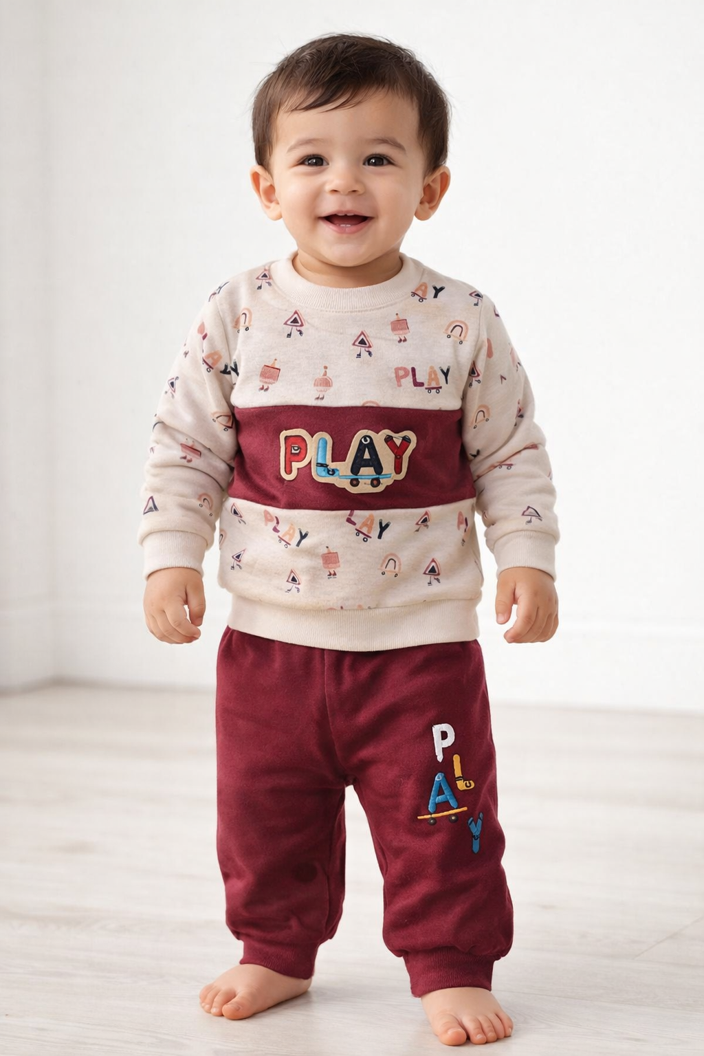 Mulaim “PLAY” Baby Tracksuit Set – Cozy 2-Piece Winter Outfit