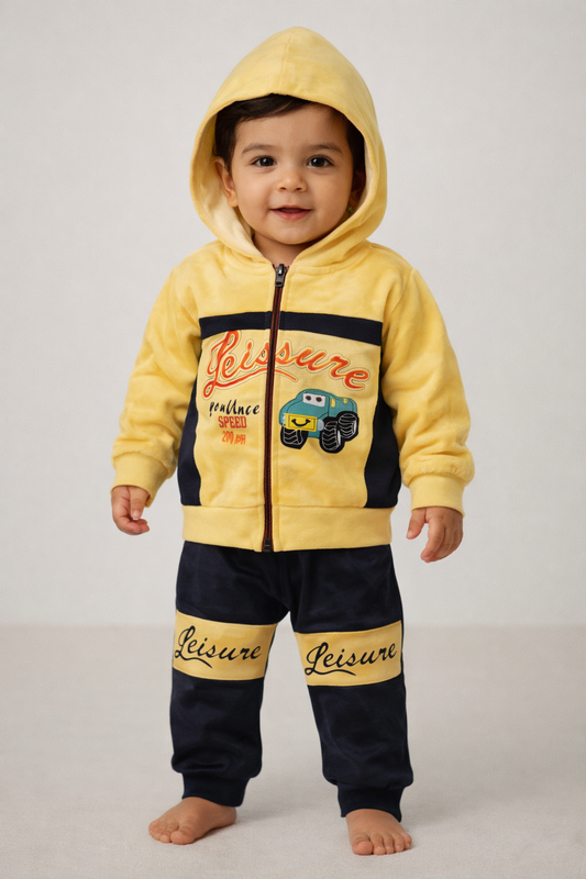 Mulaim Zipper Hoodie Tracksuit Set – Baby Boy Winter 2-Piece Suit