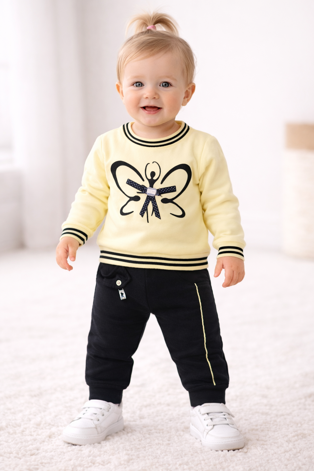 Premium Baby Girl Tracksuit Set – Mulaim Butterfly Sweatshirt + Jogger