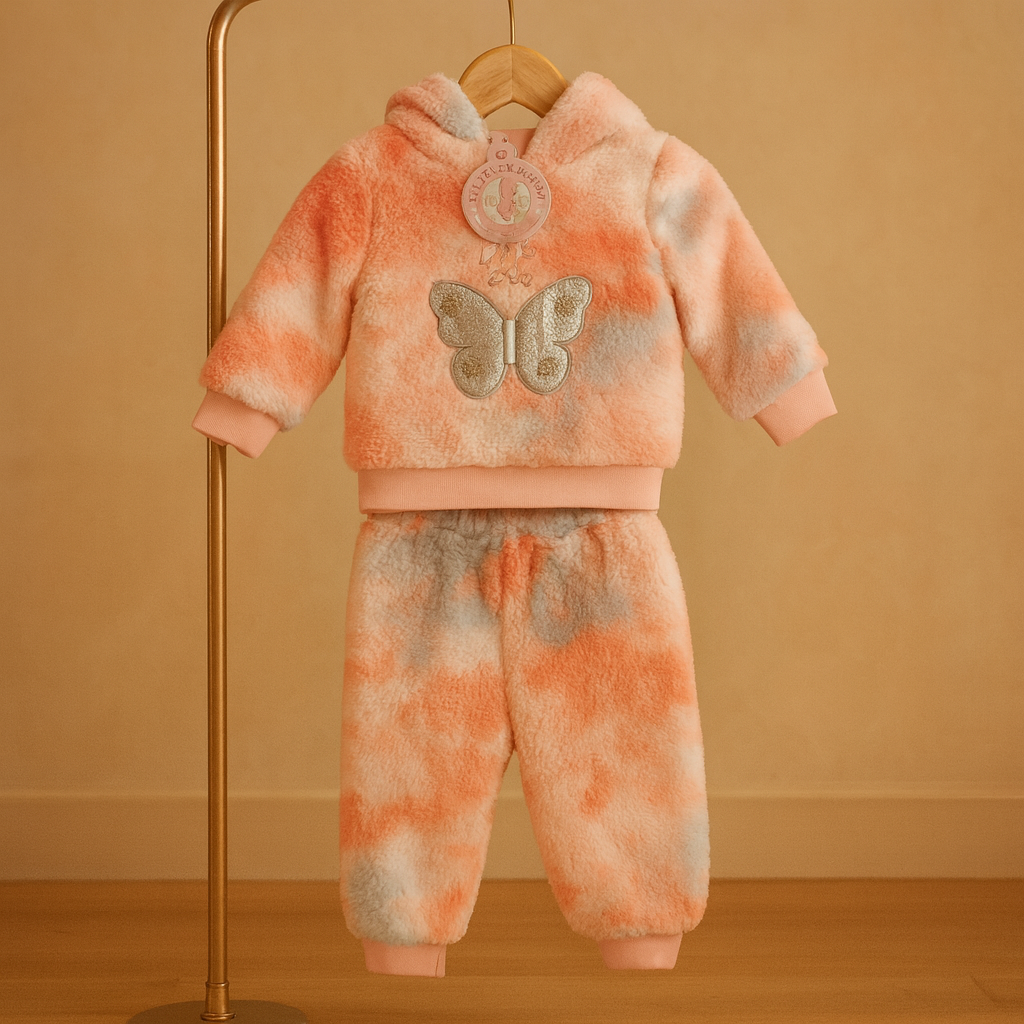 Ultra-Soft Mulaim Baby Fleece Set – Cozy Butterfly Hoodie