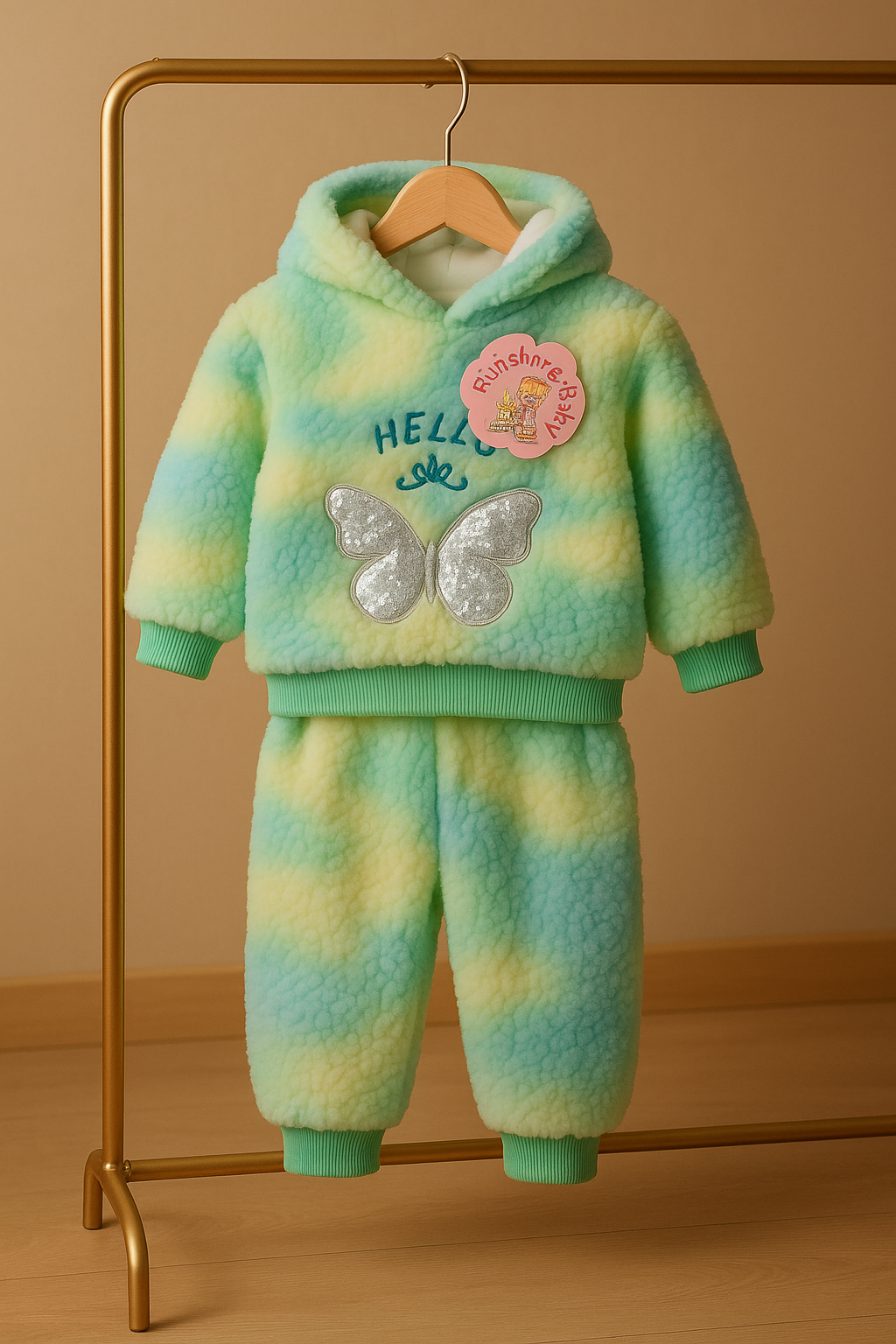 Ultra-Soft Mulaim Baby Fleece Set – Cozy Butterfly Hoodie