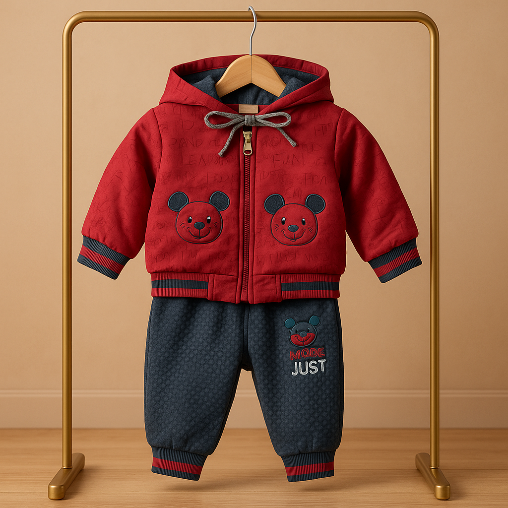 Premium Mulaim Baby Bear Hoodie Set – Soft, Warm & Adorable
