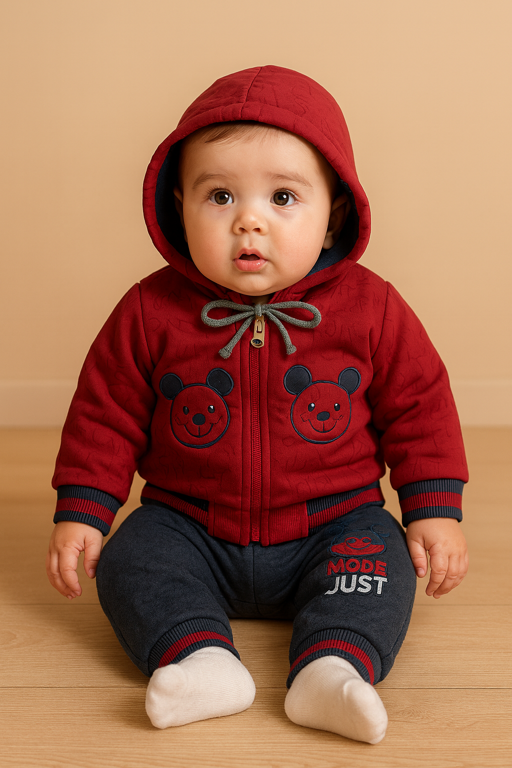 Premium Mulaim Baby Bear Hoodie Set – Soft, Warm & Adorable
