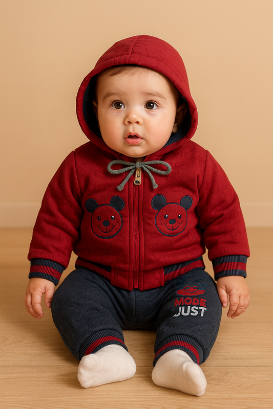 Premium Mulaim Baby Bear Hoodie Set – Soft, Warm & Adorable