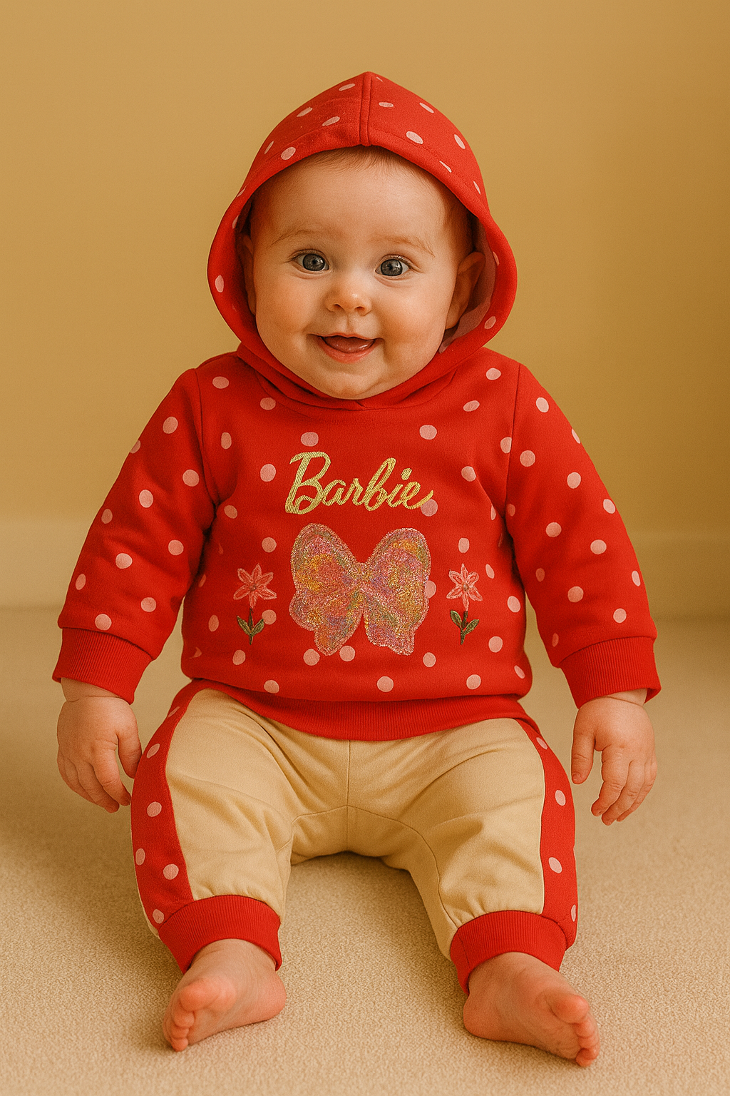 Barbie Polka Dot Hoodie & Pants Set (Soft Winter Wear)