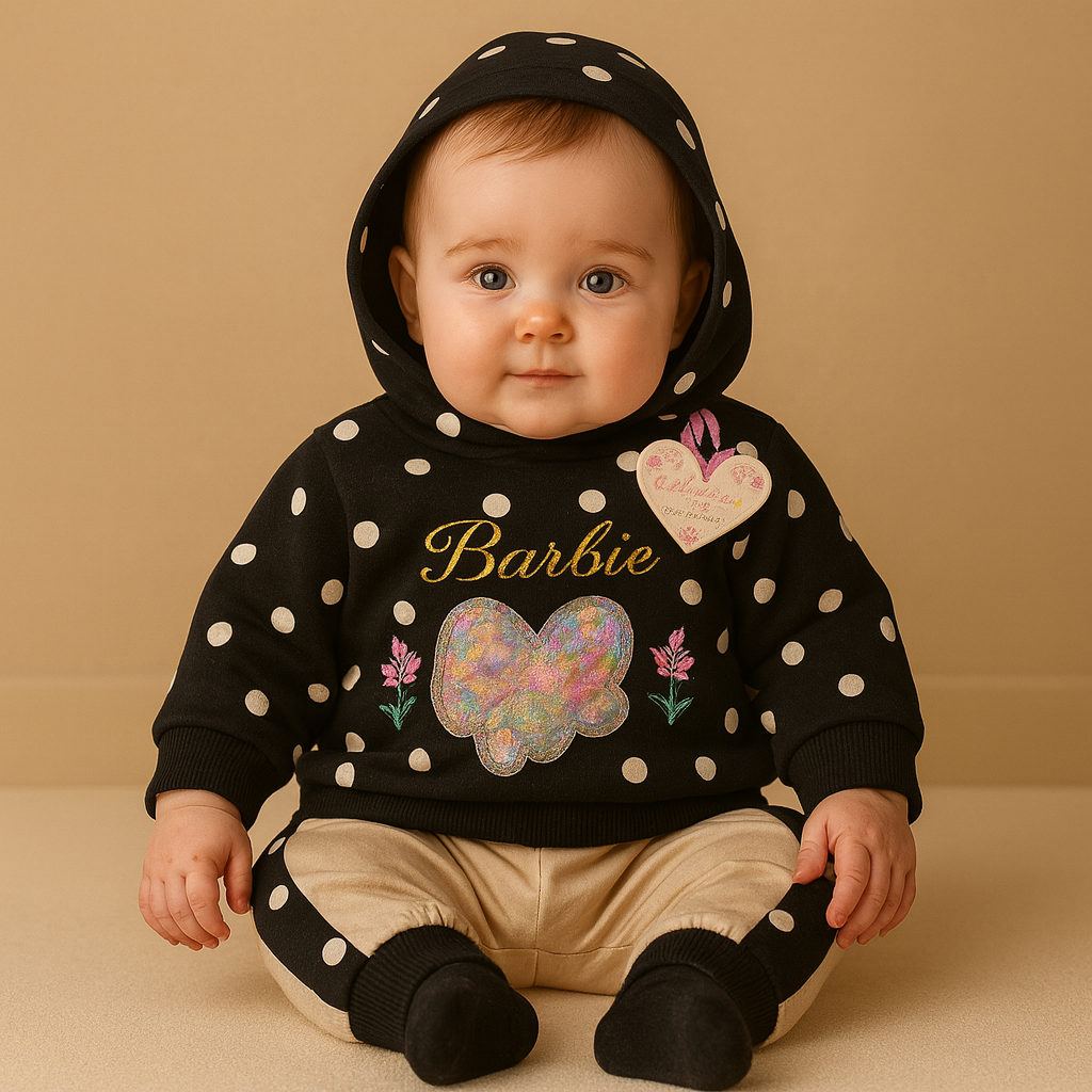 Barbie Polka Dot Hoodie & Pants Set (Soft Winter Wear)