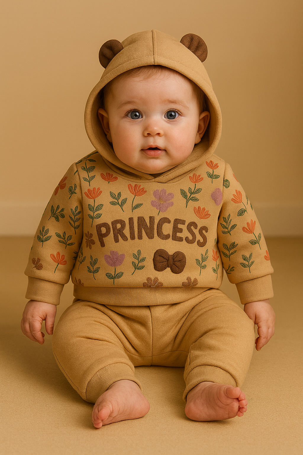 Princess Floral Hoodie & Pants Set (Soft Winter Wear)