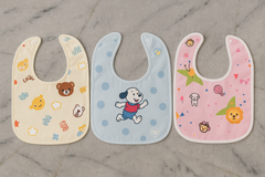 Baby Feeding Bibs pack of 3 pieces | Waterproof Soft Bibs with Snap Closure | Cartoon Print for Newborns & Infants