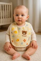 Baby Feeding Bibs pack of 3 pieces | Waterproof Soft Bibs with Snap Closure | Cartoon Print for Newborns & Infants
