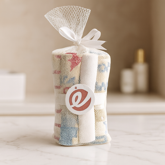 Baby Cotton Tissue pack of 8 pieces | Soft Reusable Washcloths in Mesh Gift Wrap