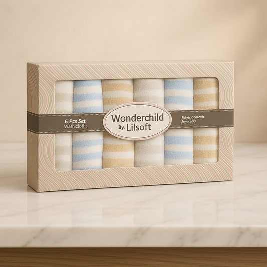 Baby Tissue Set of 6 | Soft Cotton Baby Tissues by Lilsoft | Reusable Face Wipes | Packed in Gift Box