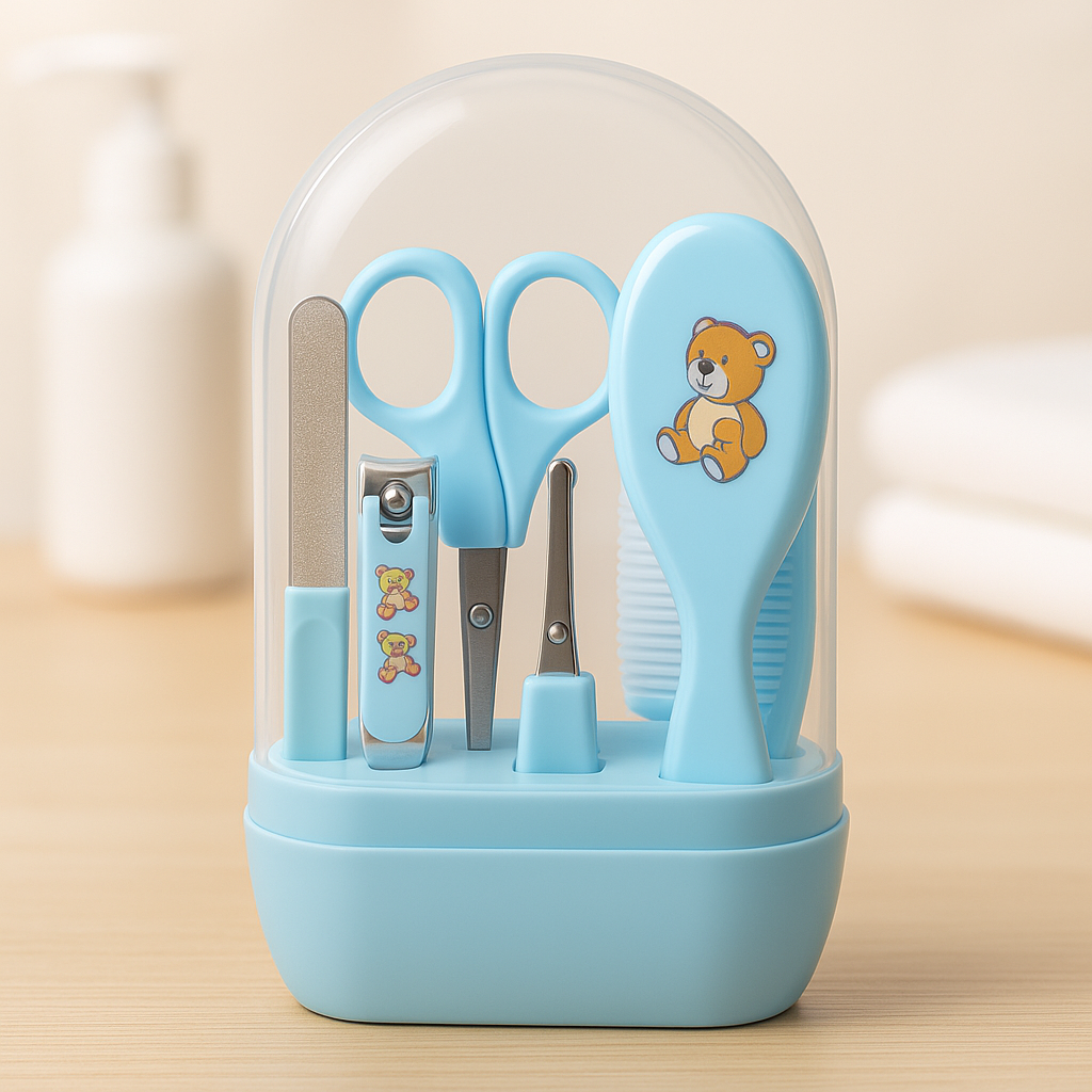 5-in-1 Baby Grooming Kit – Newborn Infant Care Set with Nail Clipper, Scissors, Filer, Comb & Soft Brush – Safe & Gentle Baby Care