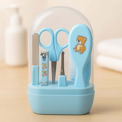 5-in-1 Baby Grooming Kit – Newborn Infant Care Set with Nail Clipper, Scissors, Filer, Comb & Soft Brush – Safe & Gentle Baby Care