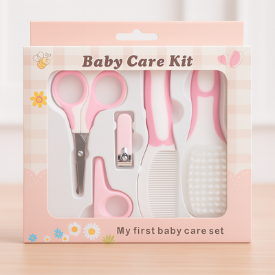 5-in-1 Baby Girl Grooming Kit – My First Baby Care Set with Nail Scissors, Clipper, Comb, Brush & Finger Toothbrush