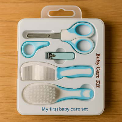 5-in-1 Baby Grooming Kit – Newborn Infant Care Set with Nail Clipper, Scissors, Filer, Comb & Soft Brush – Safe & Gentle Baby Care