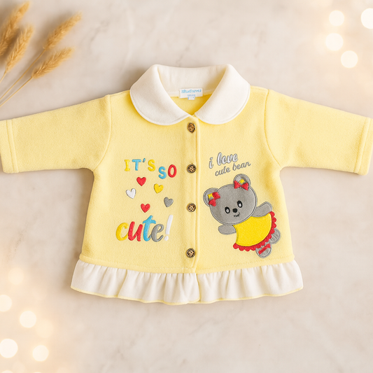 Baby Suit 2 Piece Set – Warm Fleece Dress Shirt with Smiley Print & Soft Pajama for Baby Boy/Girl