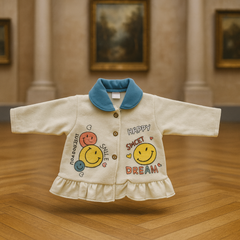Baby Suit 2 Piece Set – Warm Fleece Dress Shirt with Smiley Print & Soft Pajama for Baby Boy/Girl
