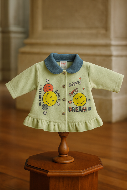 Baby Suit 2 Piece Set – Warm Fleece Dress Shirt with Smiley Print & Soft Pajama for Baby Boy/Girl