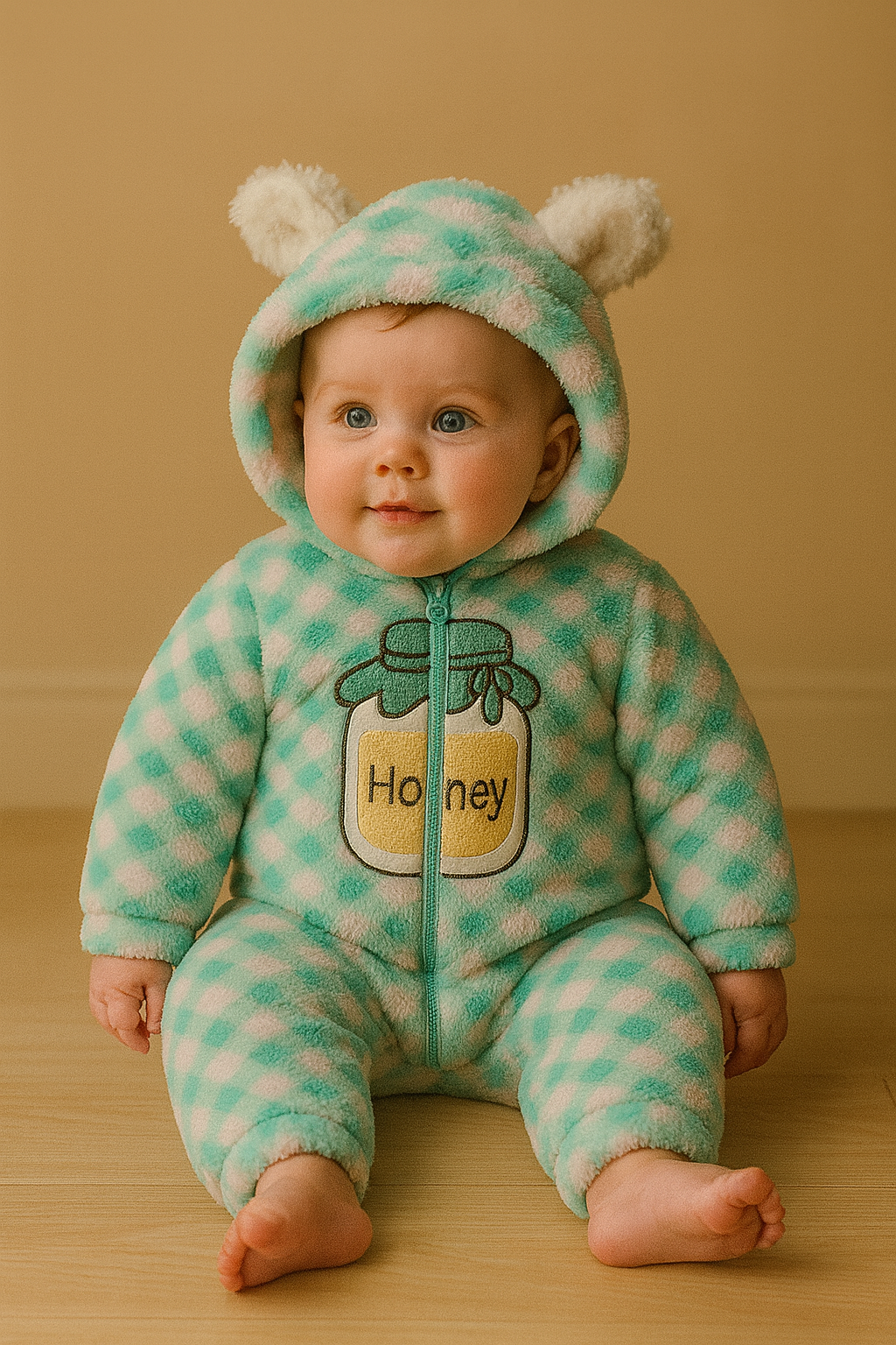 Honey Bear Baby Winter Romper – Ultra Plush & Cozy Cute