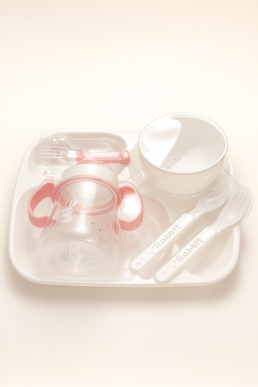 Baby Feeding Set – Cute Bear/Rabbit Design (Plate, Bowl, Sippy Cup, Utensils)